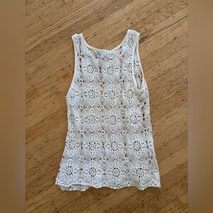 Ultra Pink crochet tank top swimsuit cover up